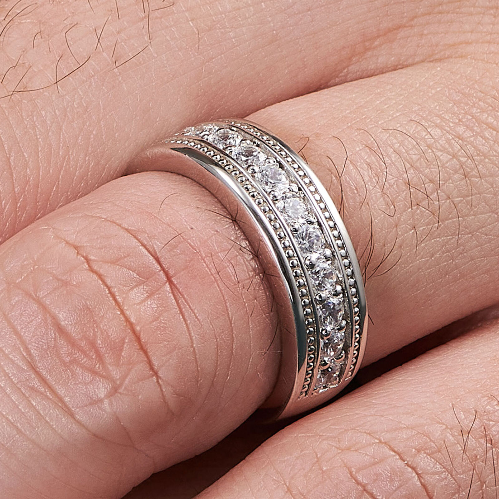 1CT Men Pinky Ring Wedding Promise Ring Wedding Bands Him Silver Mens Jewelry