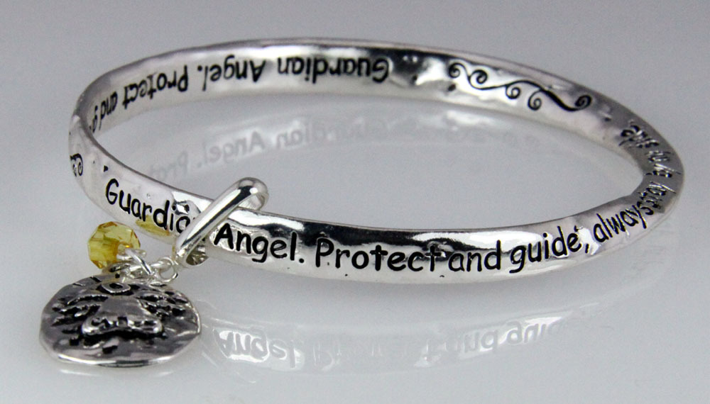 4031136 Guardian Angel Christian Twisted Solid Bangle Stackable Religious Bible