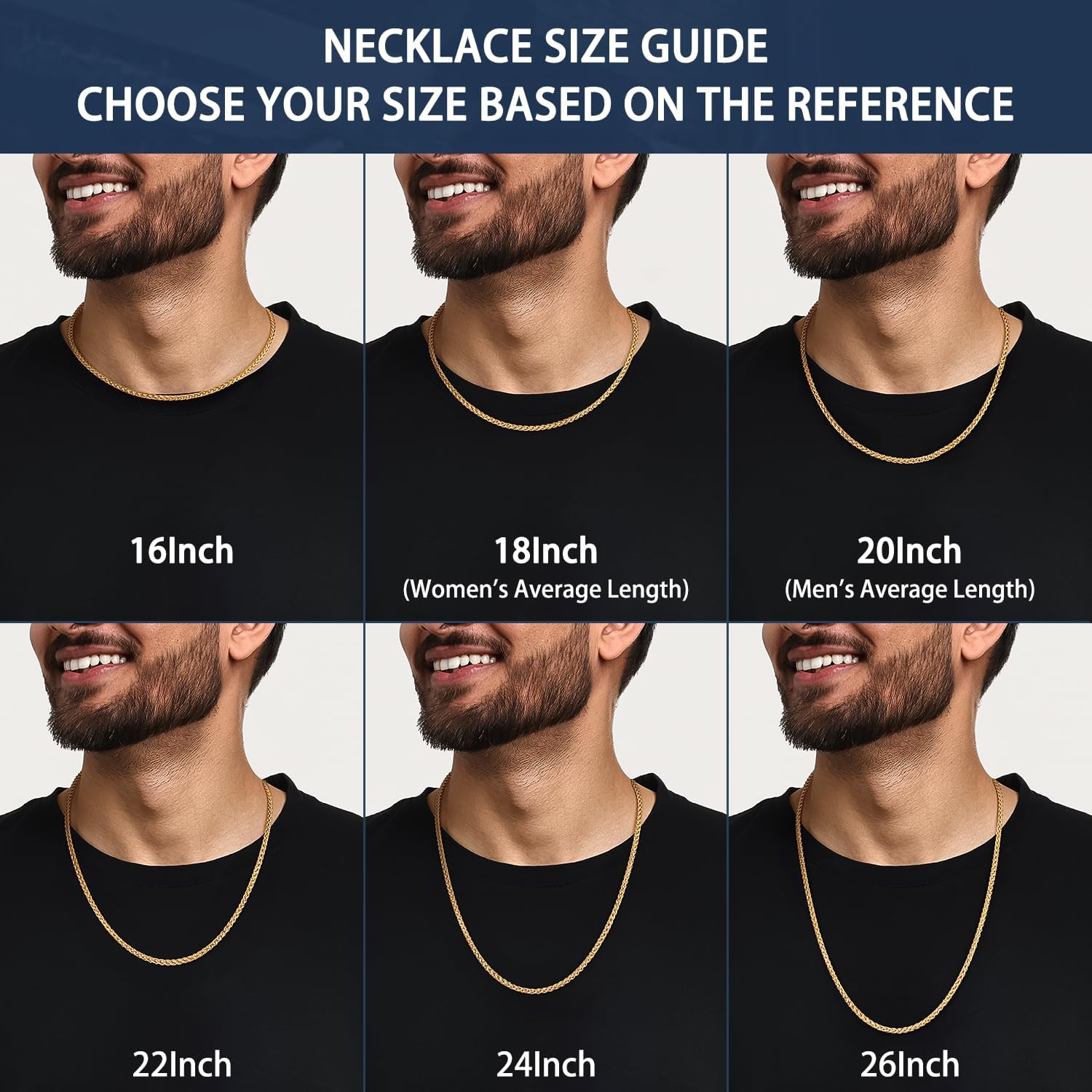 20″ Gold Plated 2.5mm Wheat Chain Necklace Stainless Steel Men Women Silver