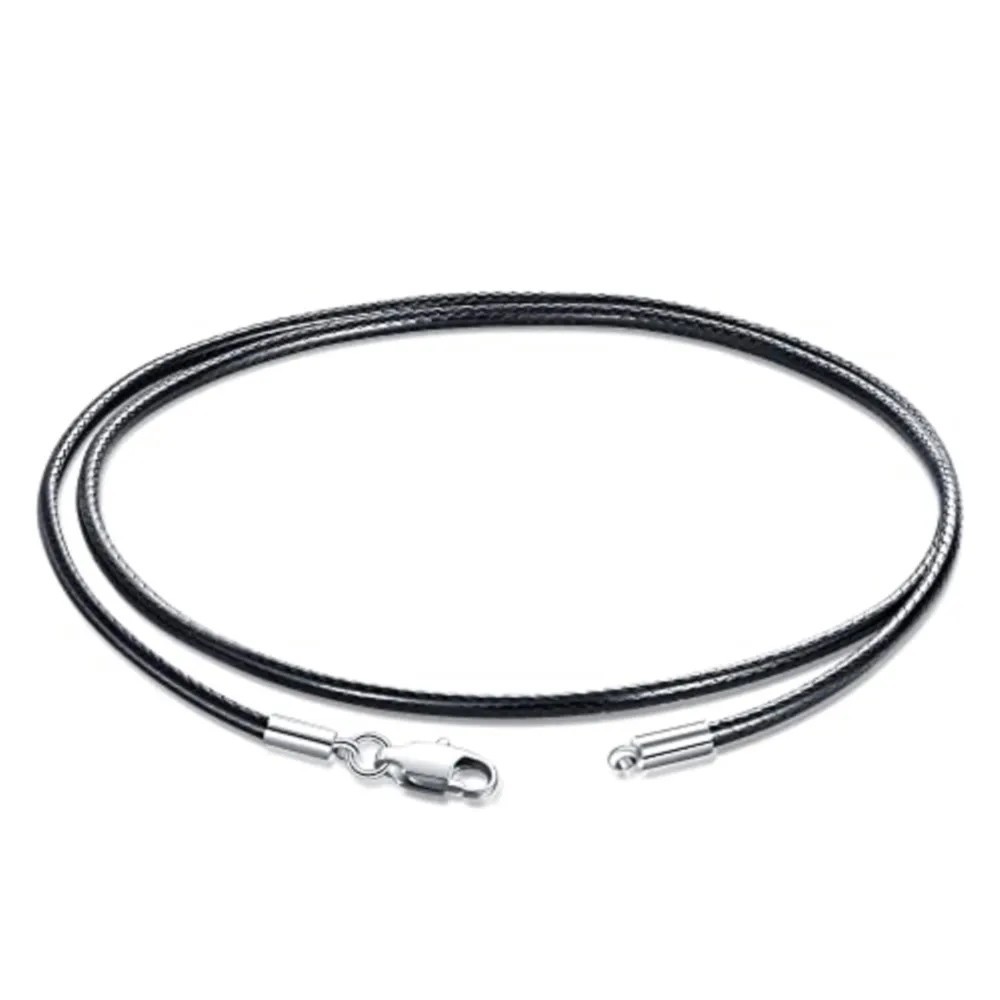 Waterproof Braided Leather Chain Cord Necklace with Stainless Steel Clasp