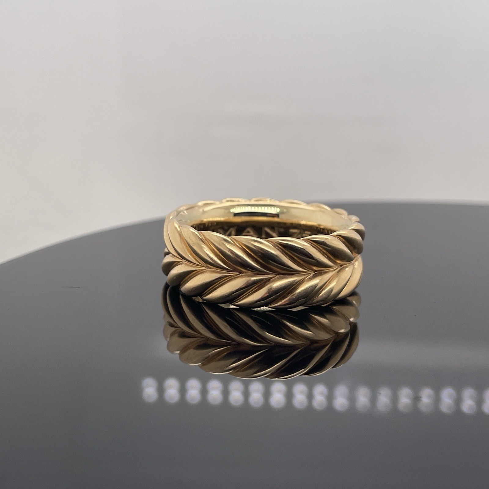David Yurman 18k Yellow Gold Chevron Band Ring $6500 Retail