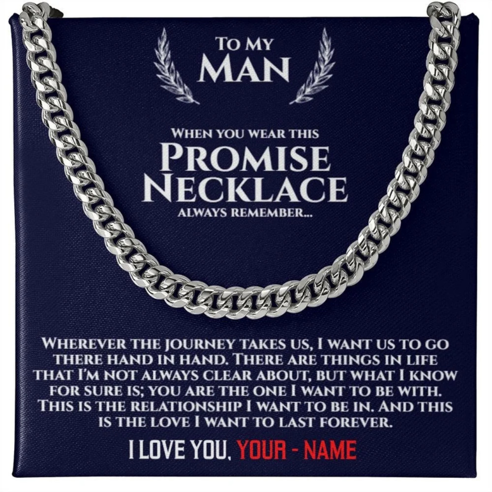 Promise Necklace For Him, Birthday Christmas Anniversary Gold Men Chain