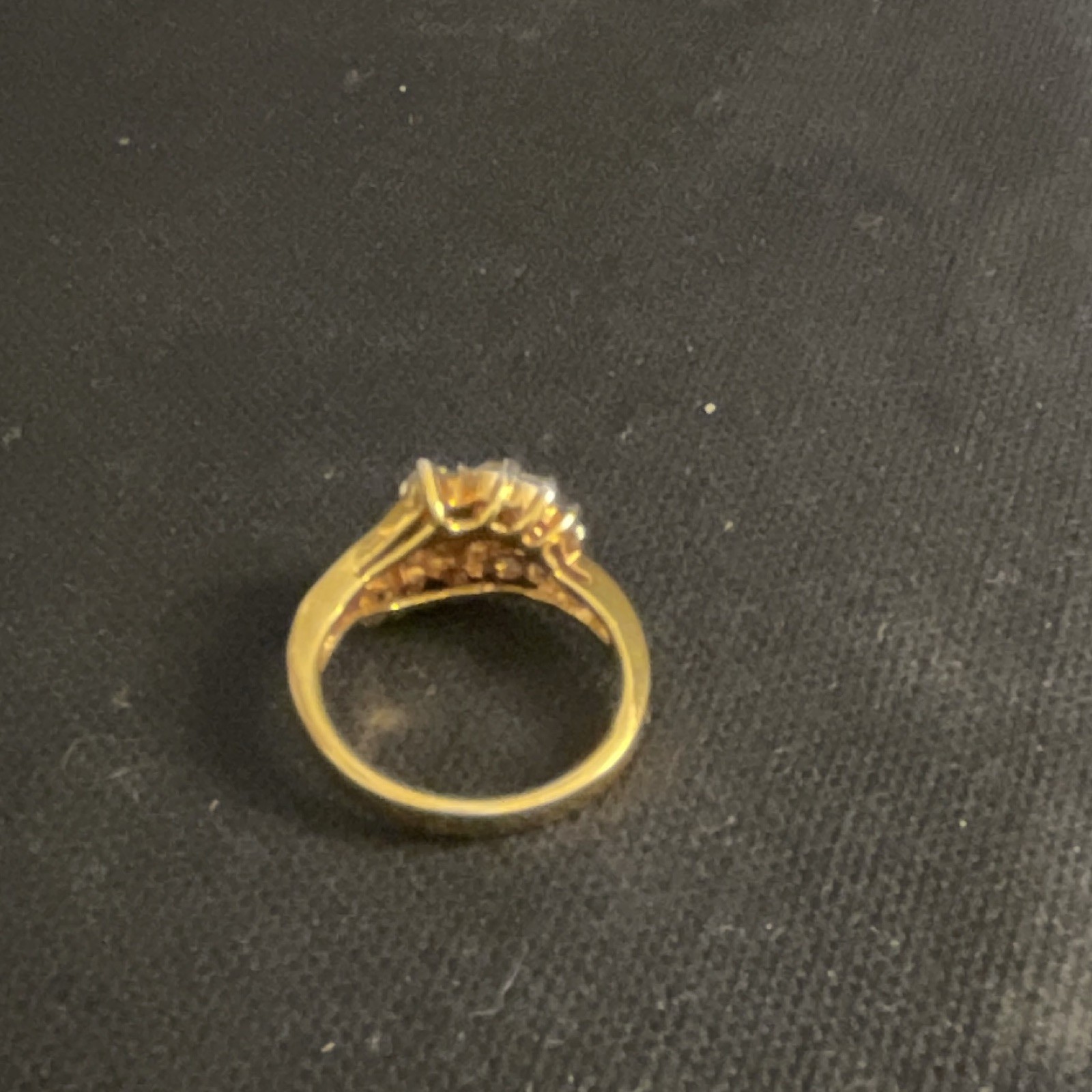 Yellow Gold Filled Cluster Flower Ring w/ Clear Stones, Size 8 Pre-Owned