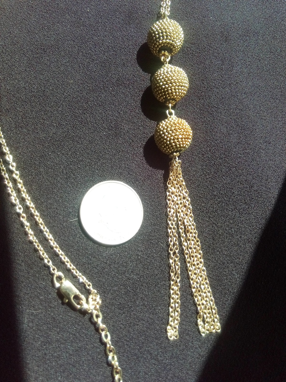 29″ Plus 2″ Ext. Gold Tone Neckl, 3, 1/2″ Decorative Balls & Tassel