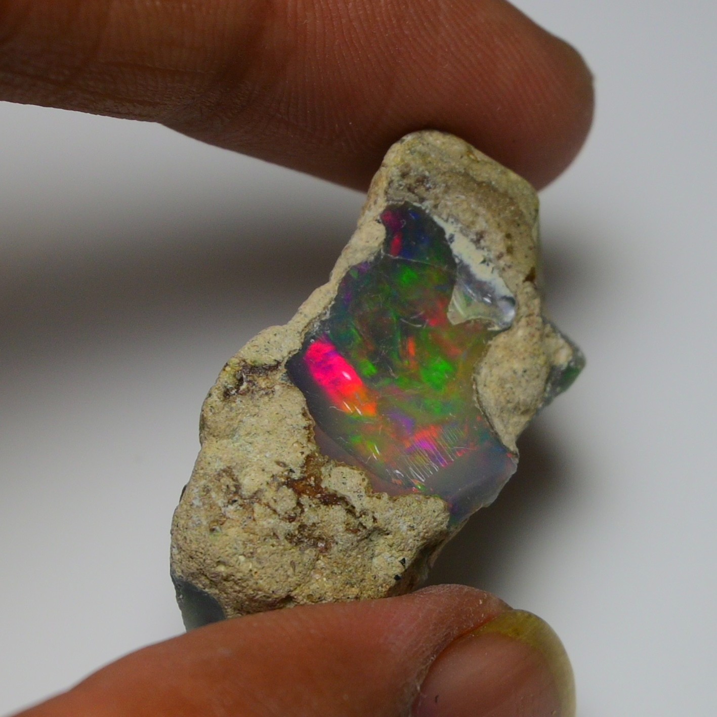 19ct Natural Black Opal Rough Ethiopian, Fire Opal Gemstone, 30×16 MM Welo Opal