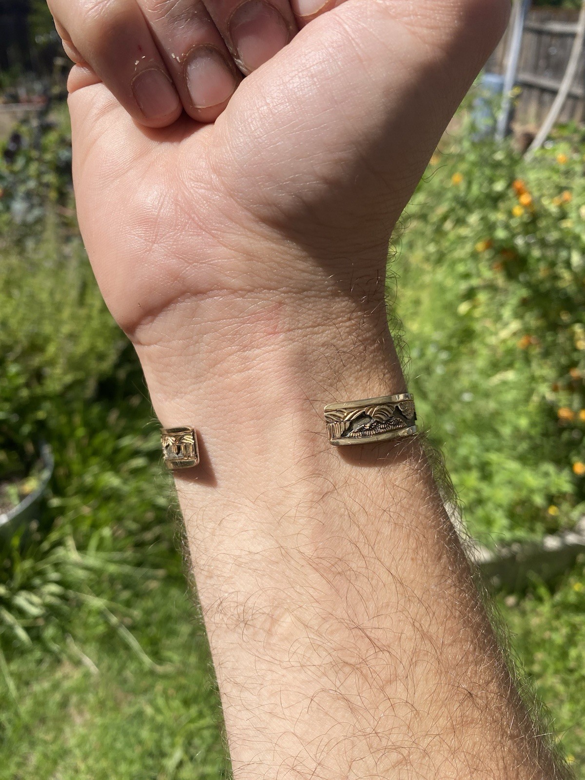 12K Gold Filled Sterling Silver Cuff Becenti Jr BCT Native American Story Teller