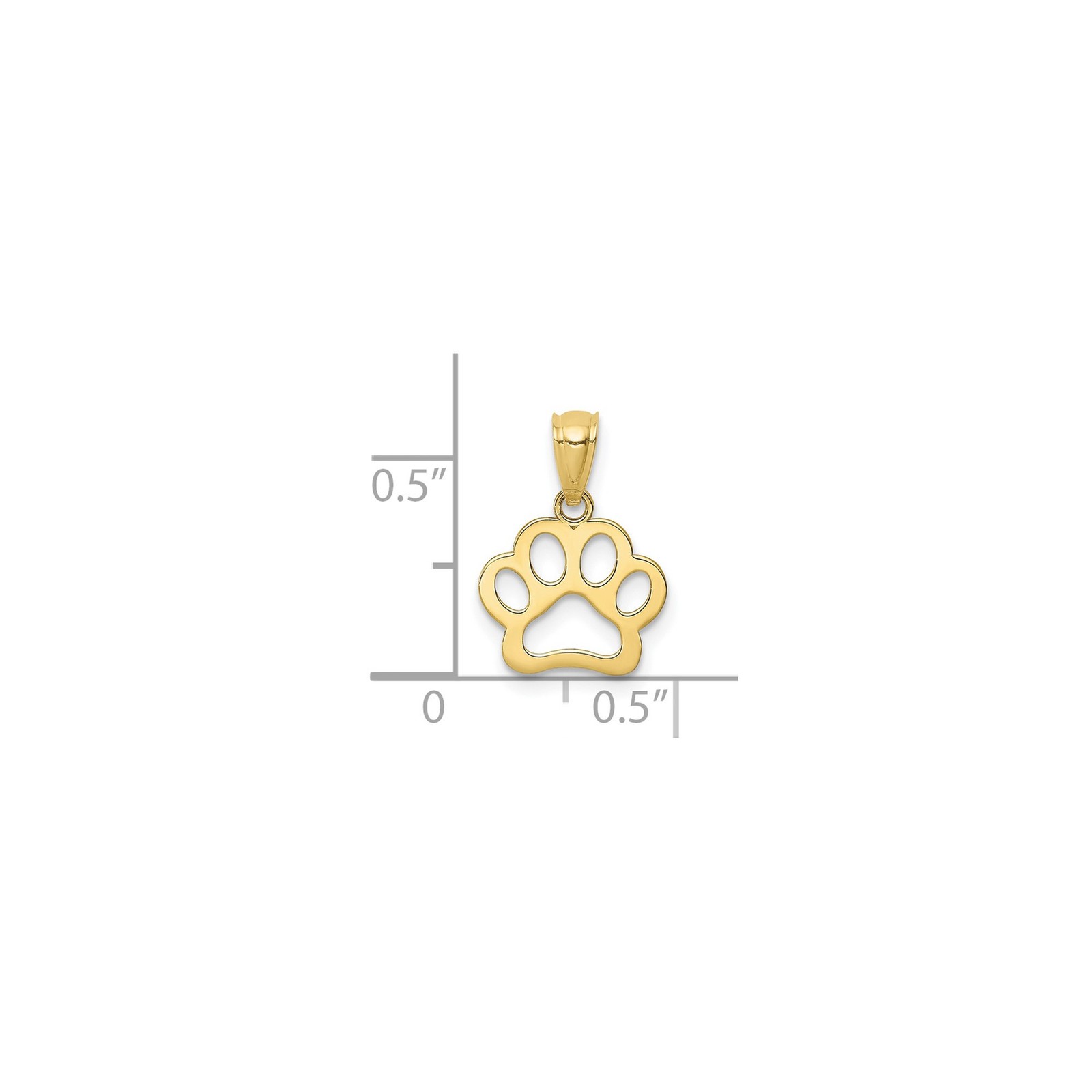 10k Yellow Gold Solid Paw Print Pendant Charm Polished Pet Memorial Jewelry
