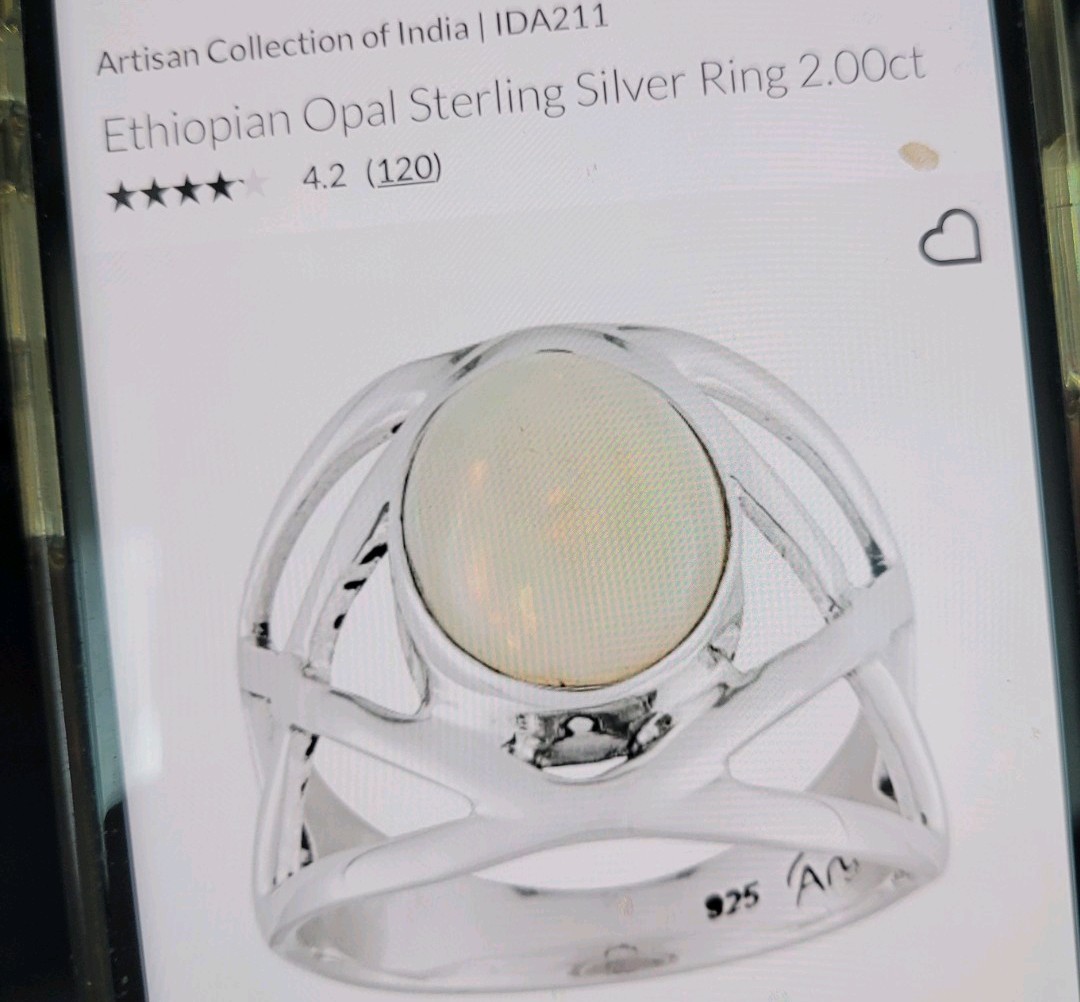 925 Sterling Silver Ethiopian Opal Ring Size 6 JTV Gemstone Jewelry