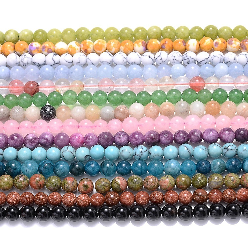Natural Gemstone Round Spacer Loose Beads Jewelry Making 4mm 6mm 8mm 10mm 12mm