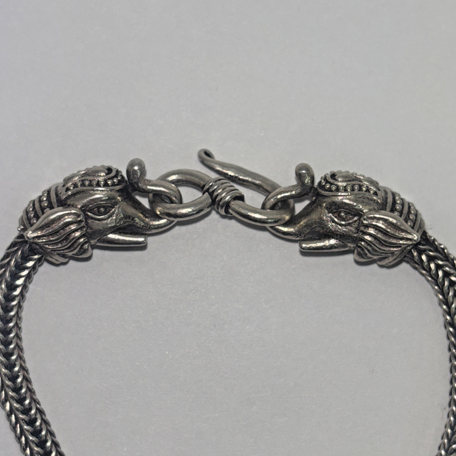Solid .925 Sterling Silver 6.5 in. Custom Link Elephant Bracelet