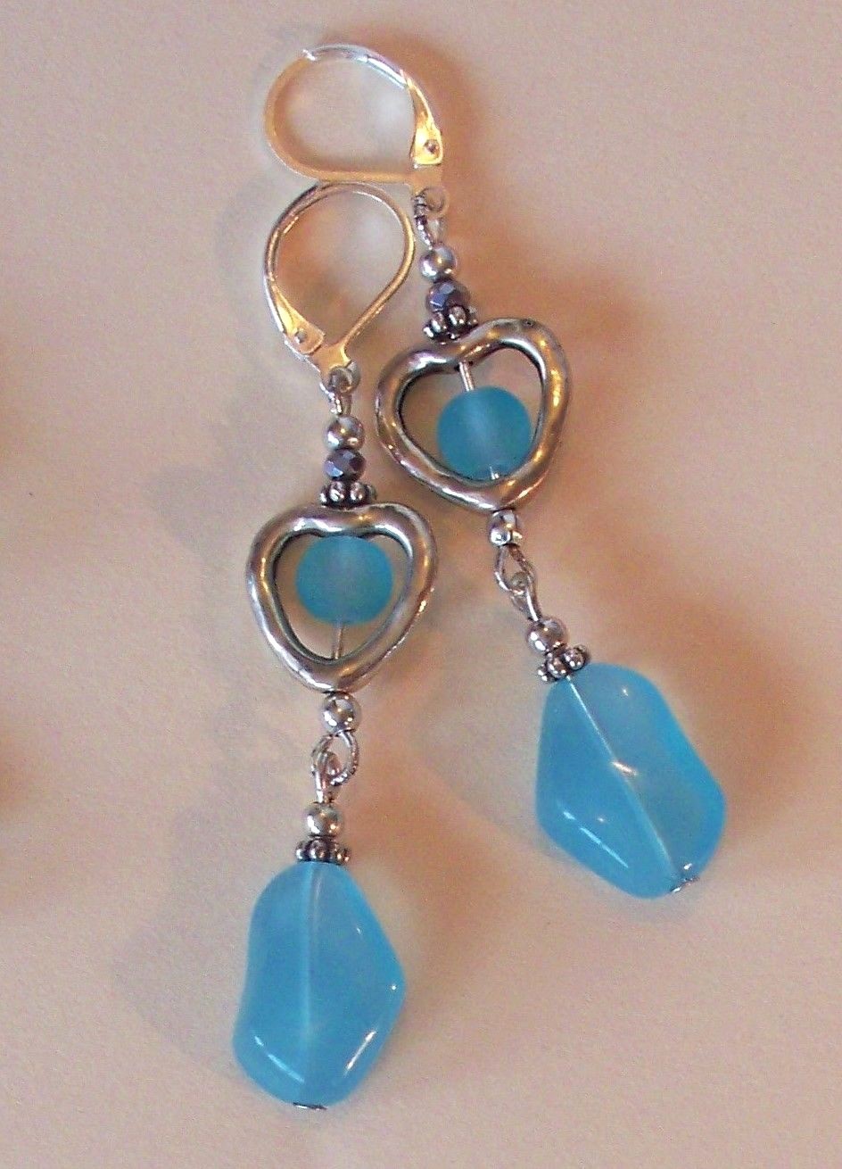 various BLUE CRYSTAL DANGLES Lever back handcrafted YOU CHOOSE
