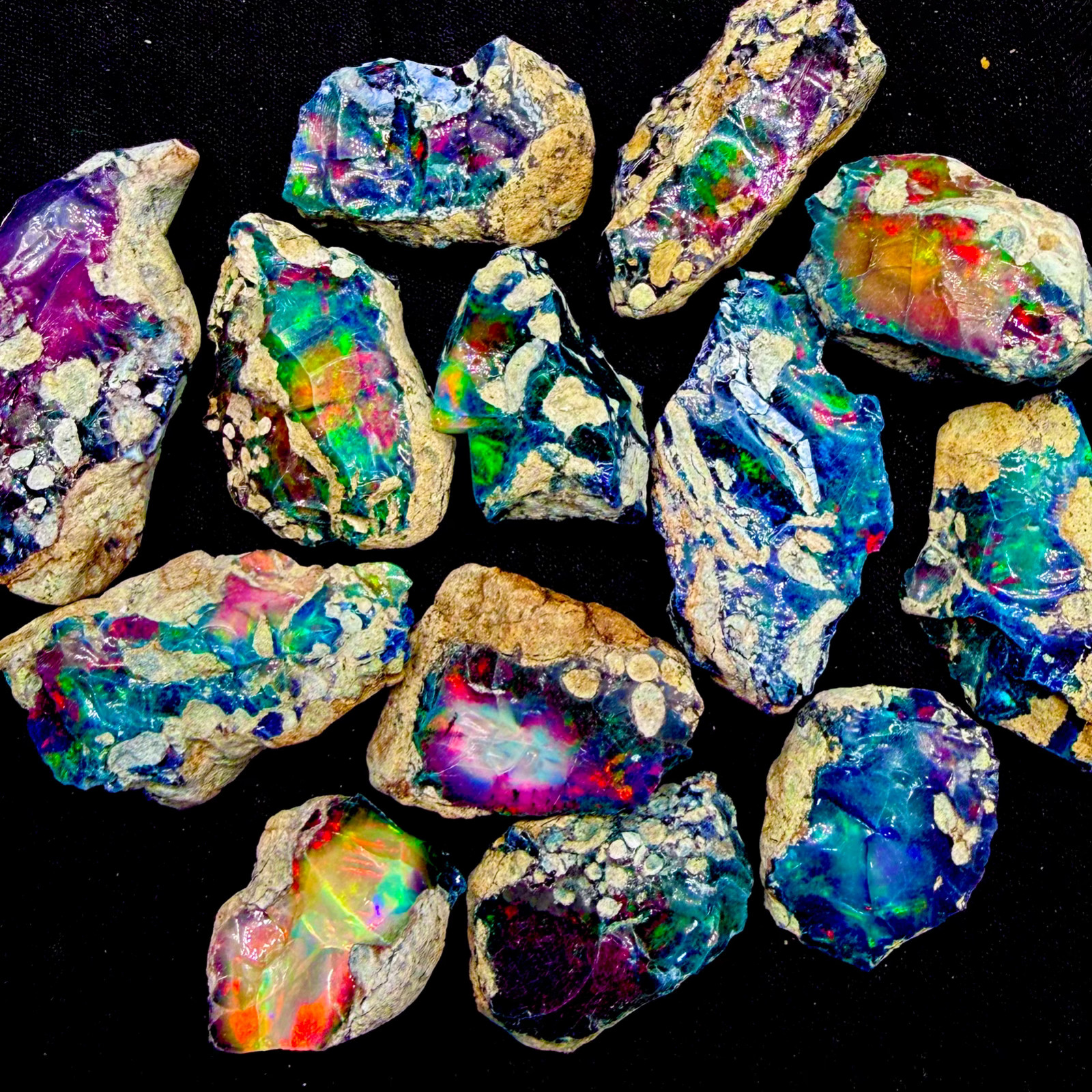 black dry opal rough, Cut grade dry opal large size gemstone, fire raw opal