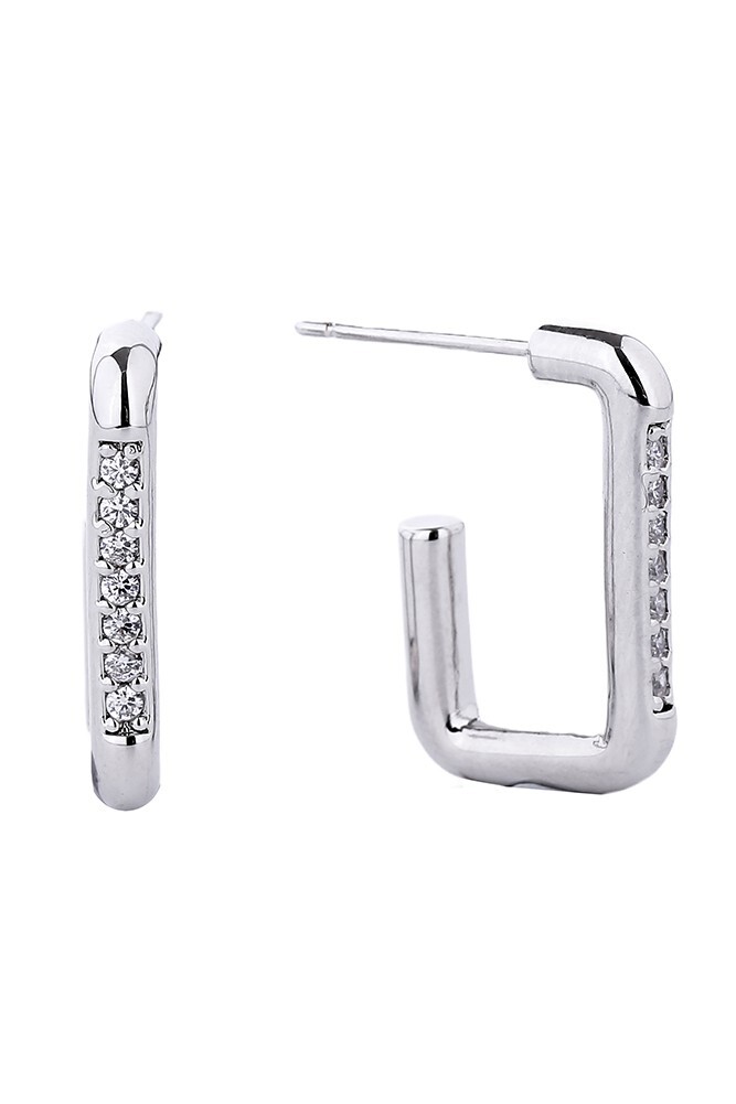 Do Everything in Love 14K Gold/White Gold Dipped Post Cz Paved Earring Korea