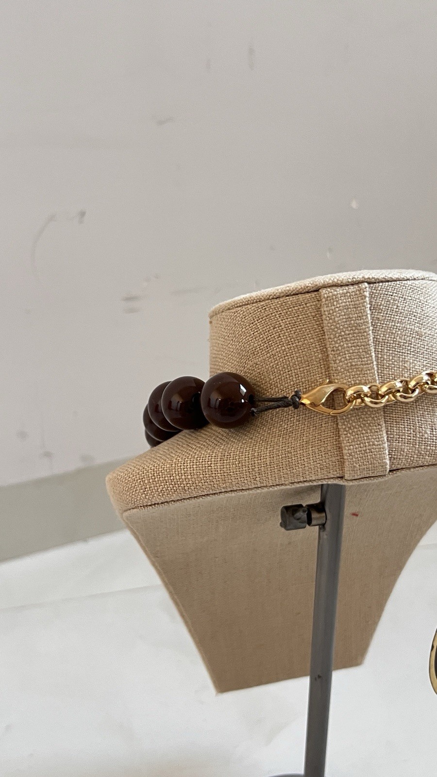 Dudu brown Cross statement necklace glossy resin beads adjustable