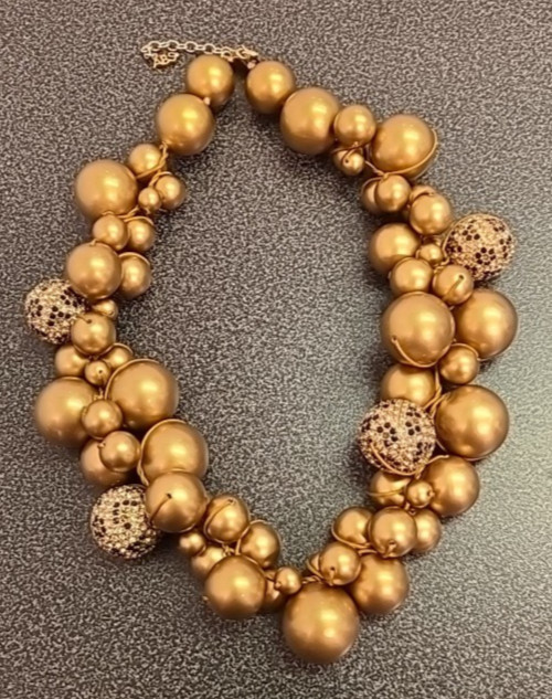 ABS Allen Schwartz Chunky Choker Necklace Giant Gold pearl Statement pc Art Deco