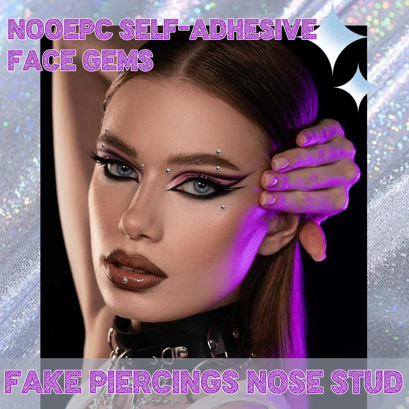 180pcs Face Gems Lip Stud, Fake Piercing Nose Stud Eyebrow Sliver
