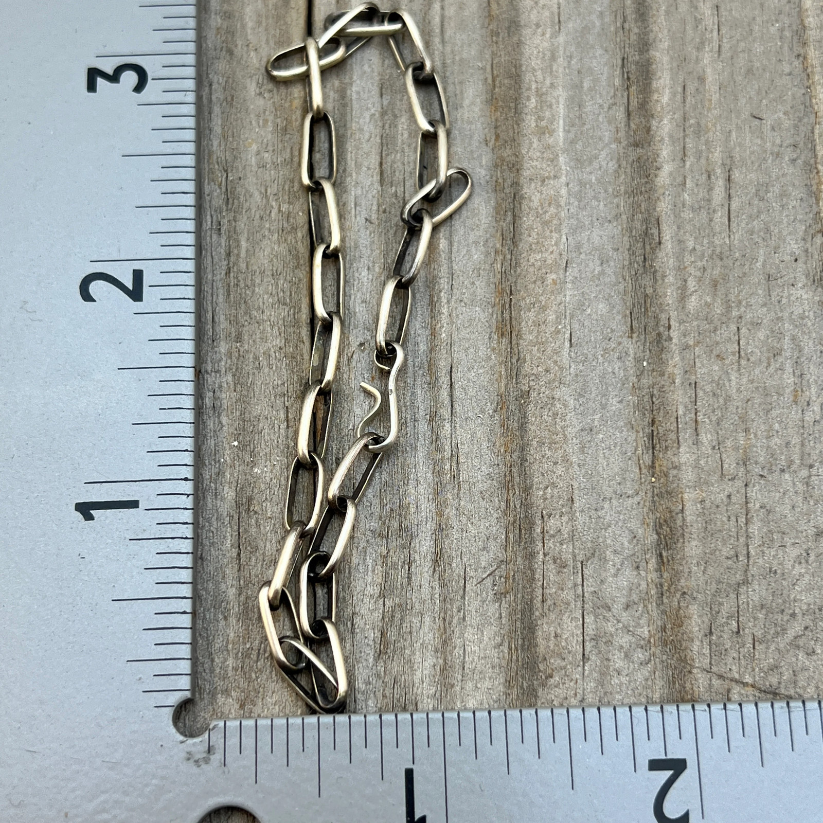 Handmade Sterling silver Paperclip link chain bracelet extension Navajo Sally S