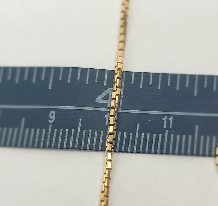 Authentic 14K Solid Yellow Gold Box Chain Necklace 0.55mm-0.9mm All Size 16″-24″