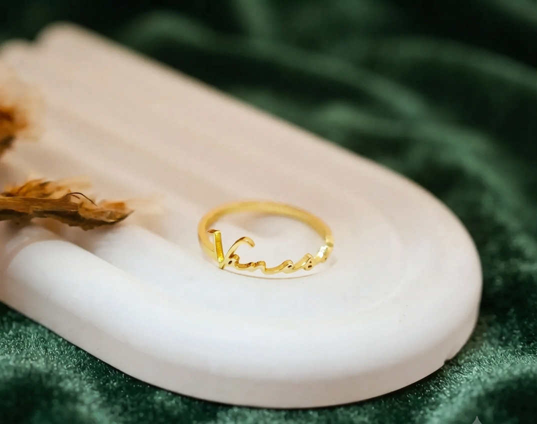 Custom Gold Name Ring Adjustable | Minimalist Personalized Jewelry Gift to her