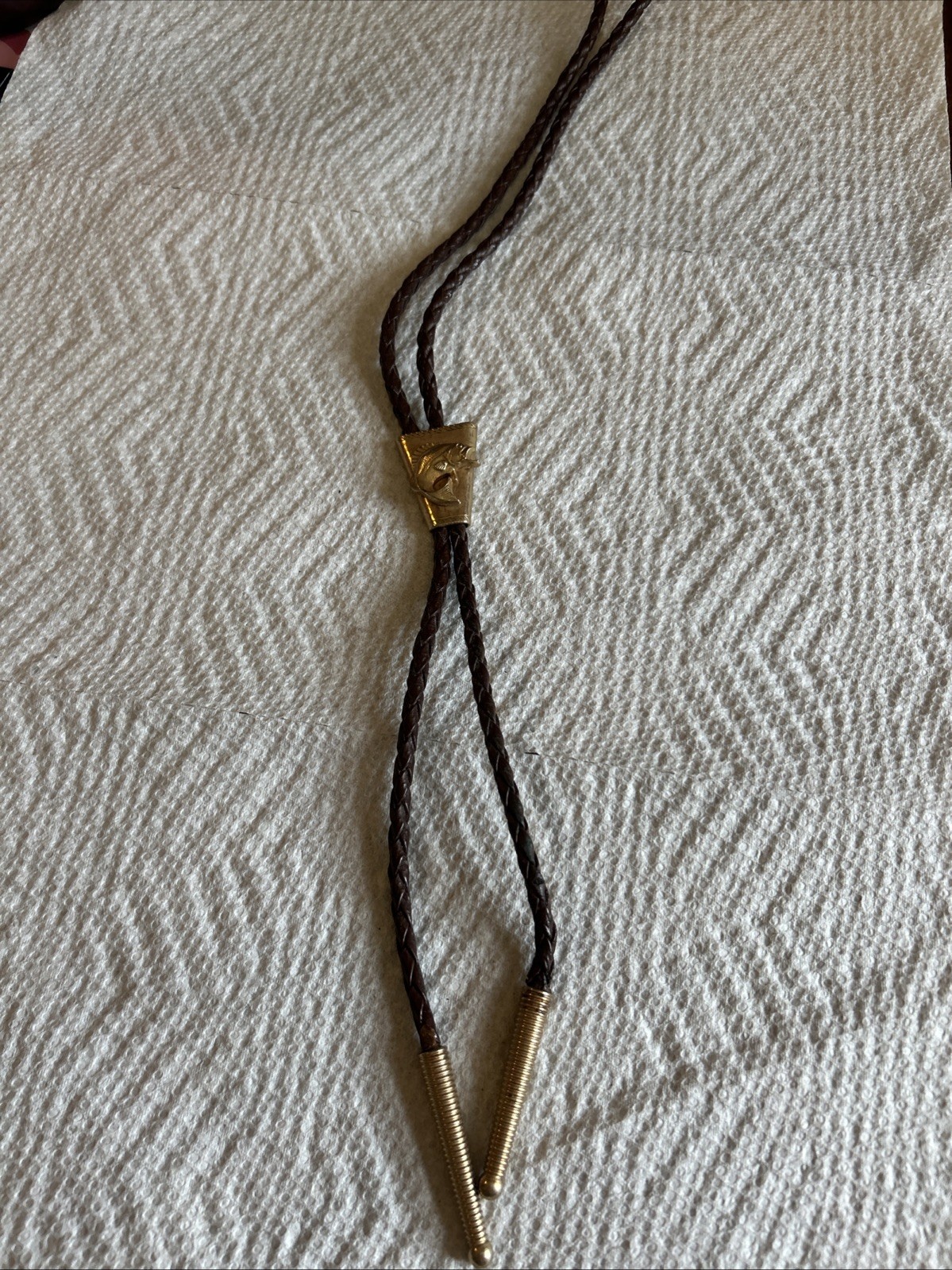Vintage Bolo Tie With A Fish Gold tone