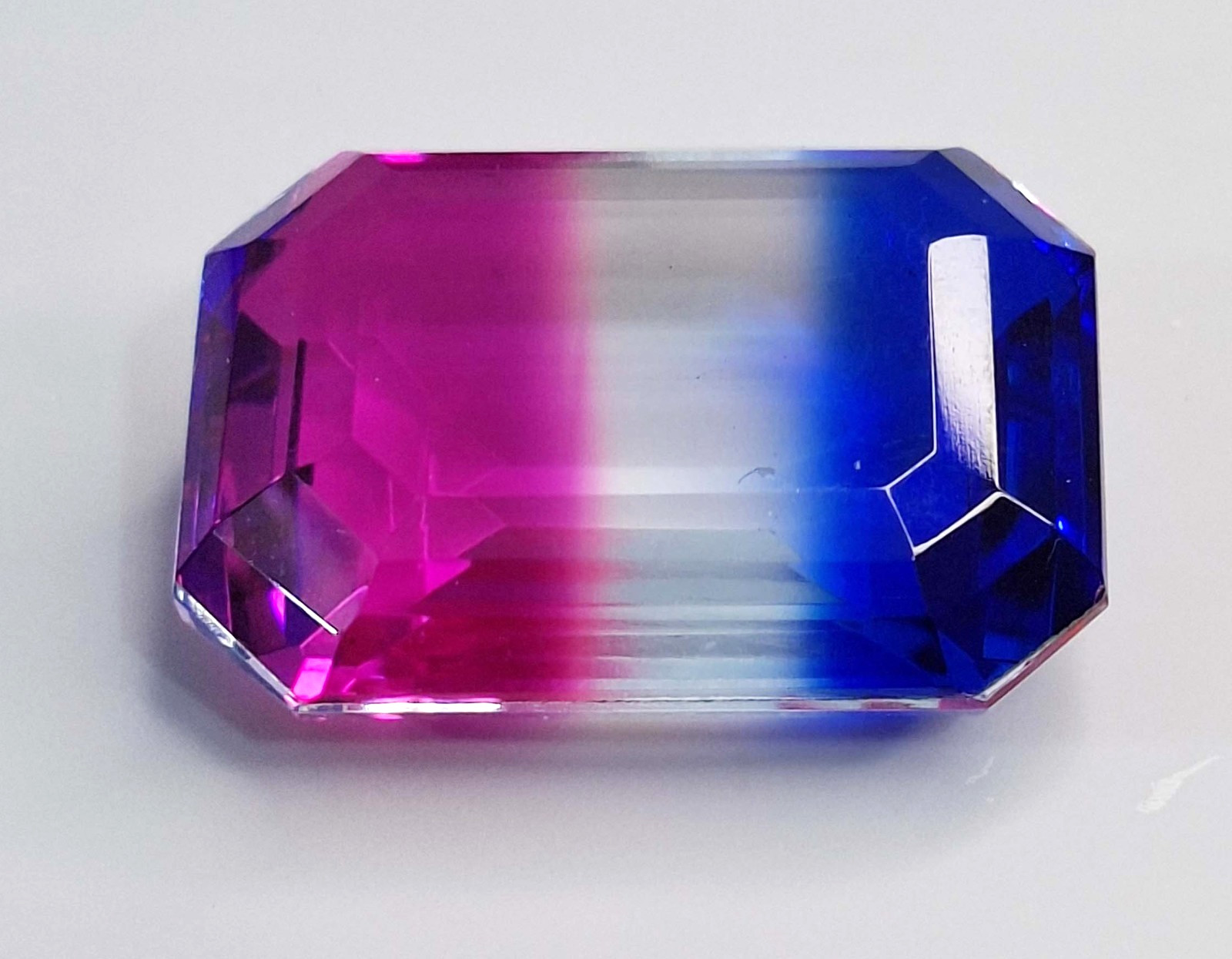 Bi-Colour Tourmaline Emerald Cut 53-55 Ct Natural Certified Loose Gemstone SP249