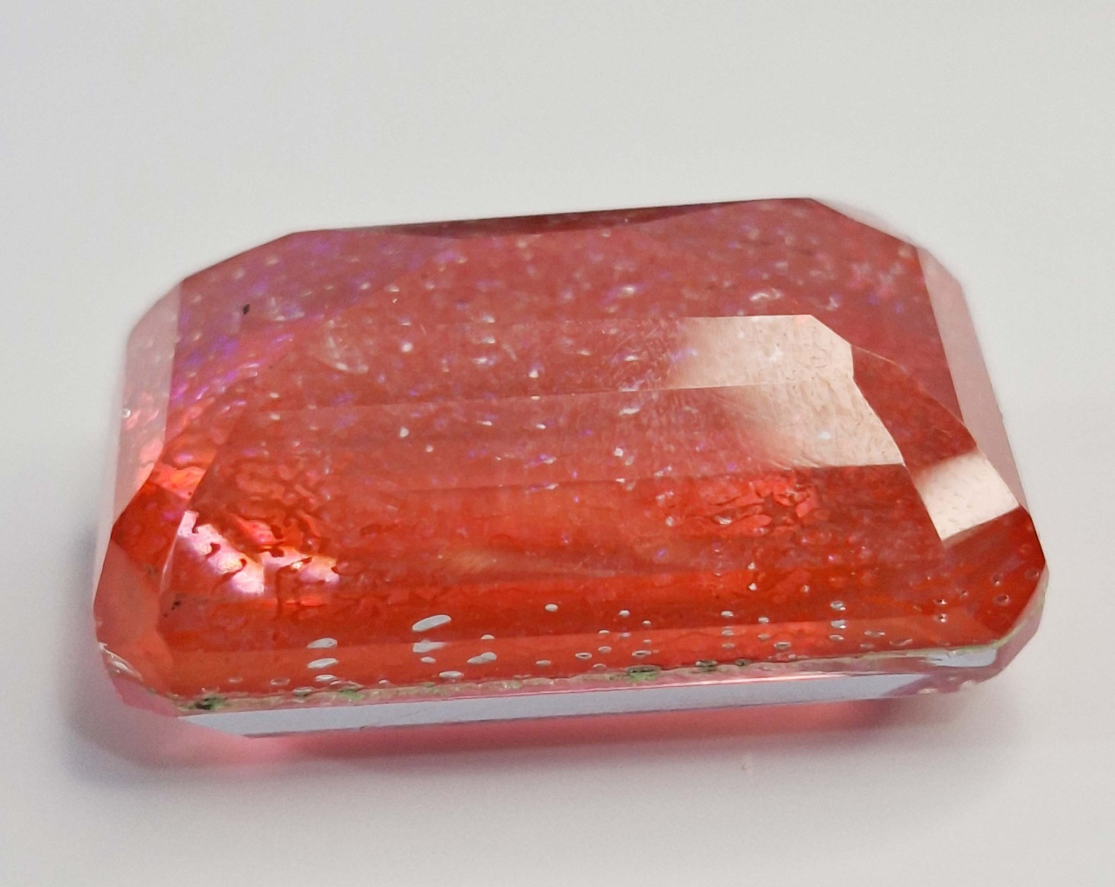 Doublet Monarch Fire Opal 52-54 Carat Emerald Cut Natural Loose Gemstone SP254
