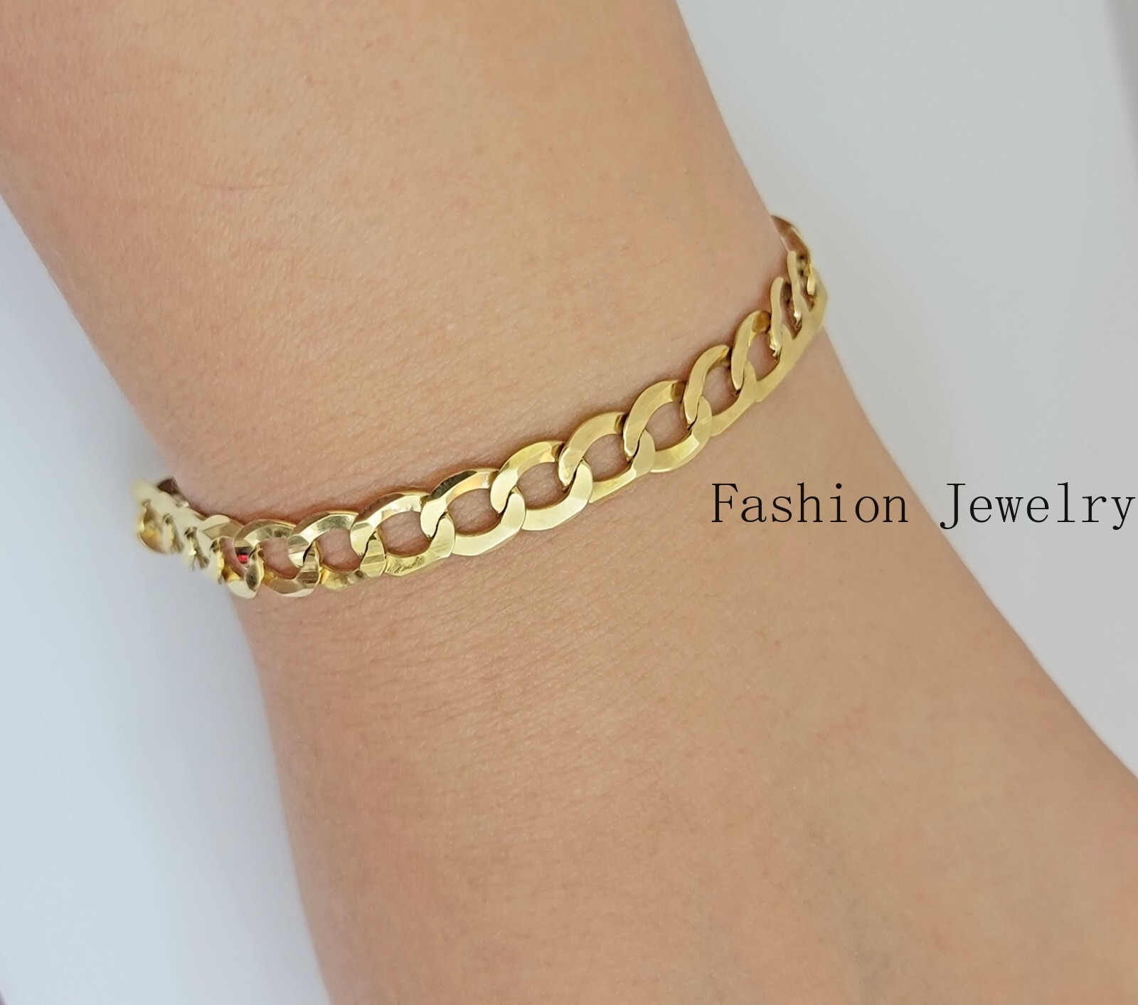 Real 10k Yellow Gold Bracelet Solid Cuban Link 7 Inch 7mm 10kt Women Bracelet