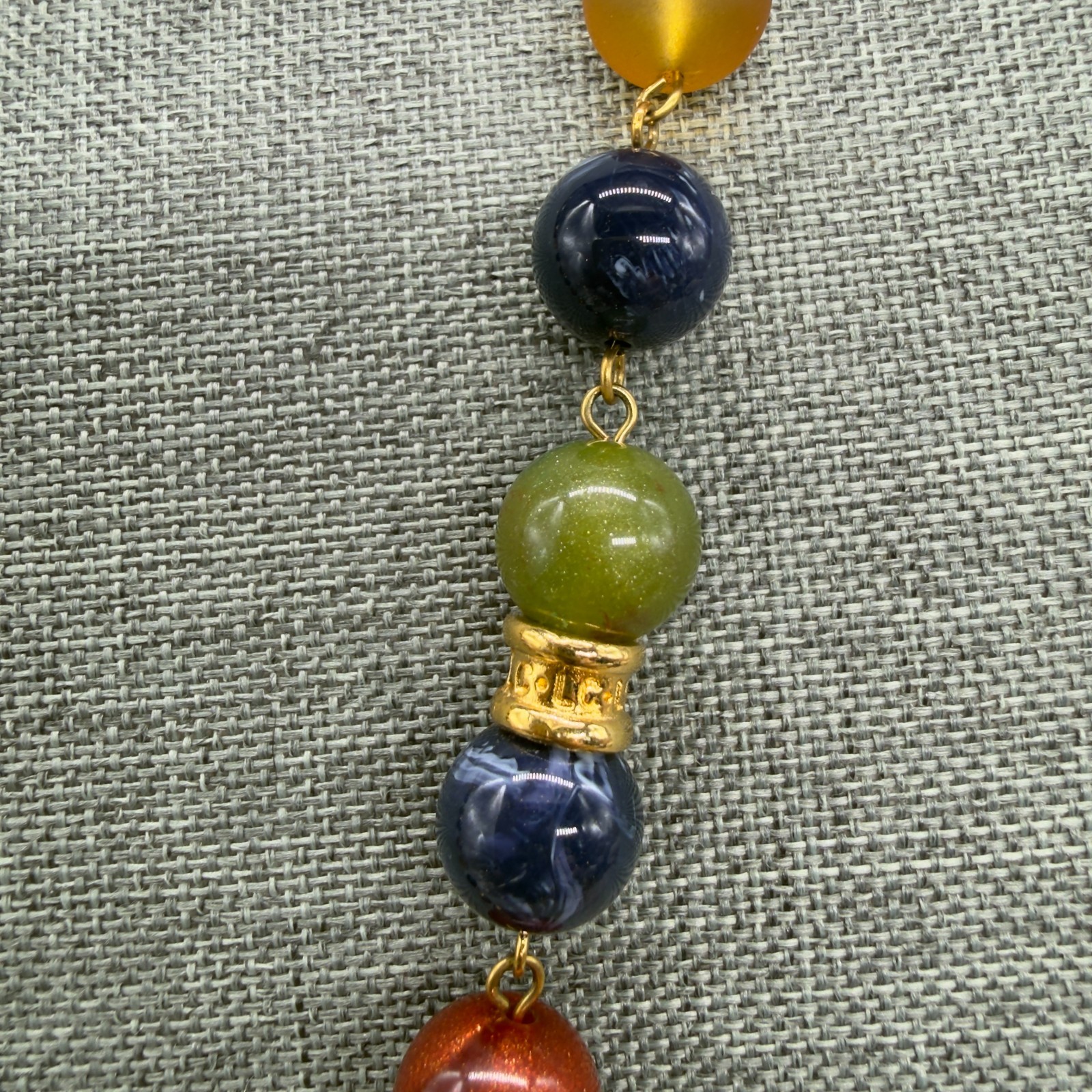 Vintage Necklace Acrylic Lucite Beads Gold Tone Accents 29 Inches