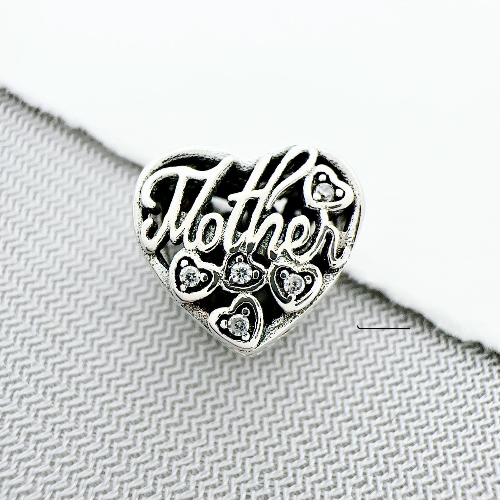 Authentic Heart Pave CZ Bead 925 Sterling Silver European Charm