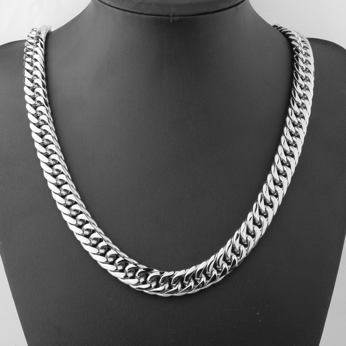 7″~40″13/16mm Charming Men’s Chain 316L Stainless Steel CURB CUBAN Link Necklace
