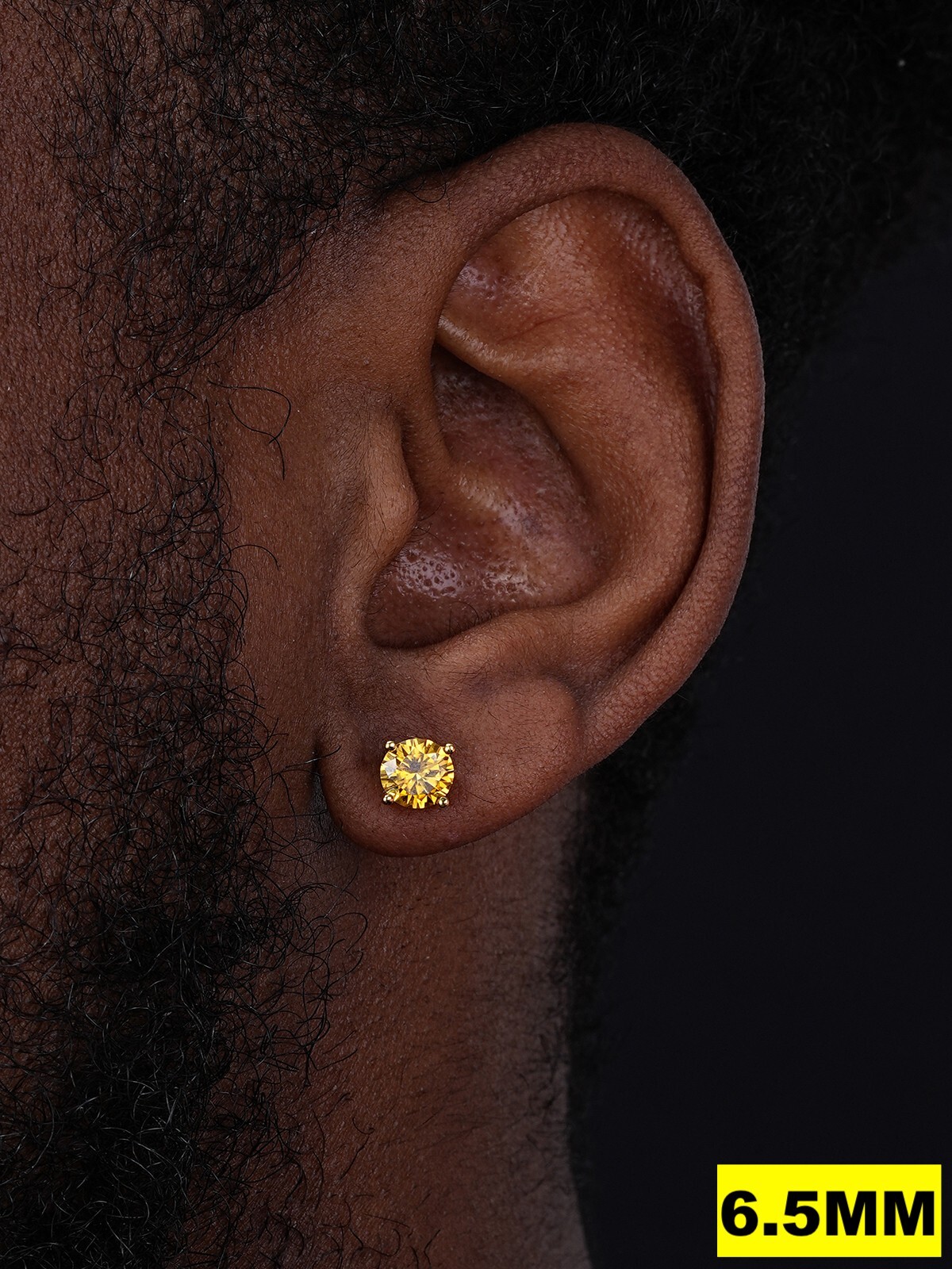 Canary Yellow Moissanite Screwback Stud Earrings 14k Gold Plate 925 Silver 3-8mm