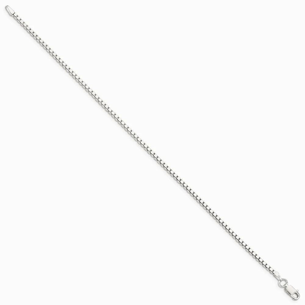 Sterling Silver 1.9mm Box Chain Bracelet 7″-8″