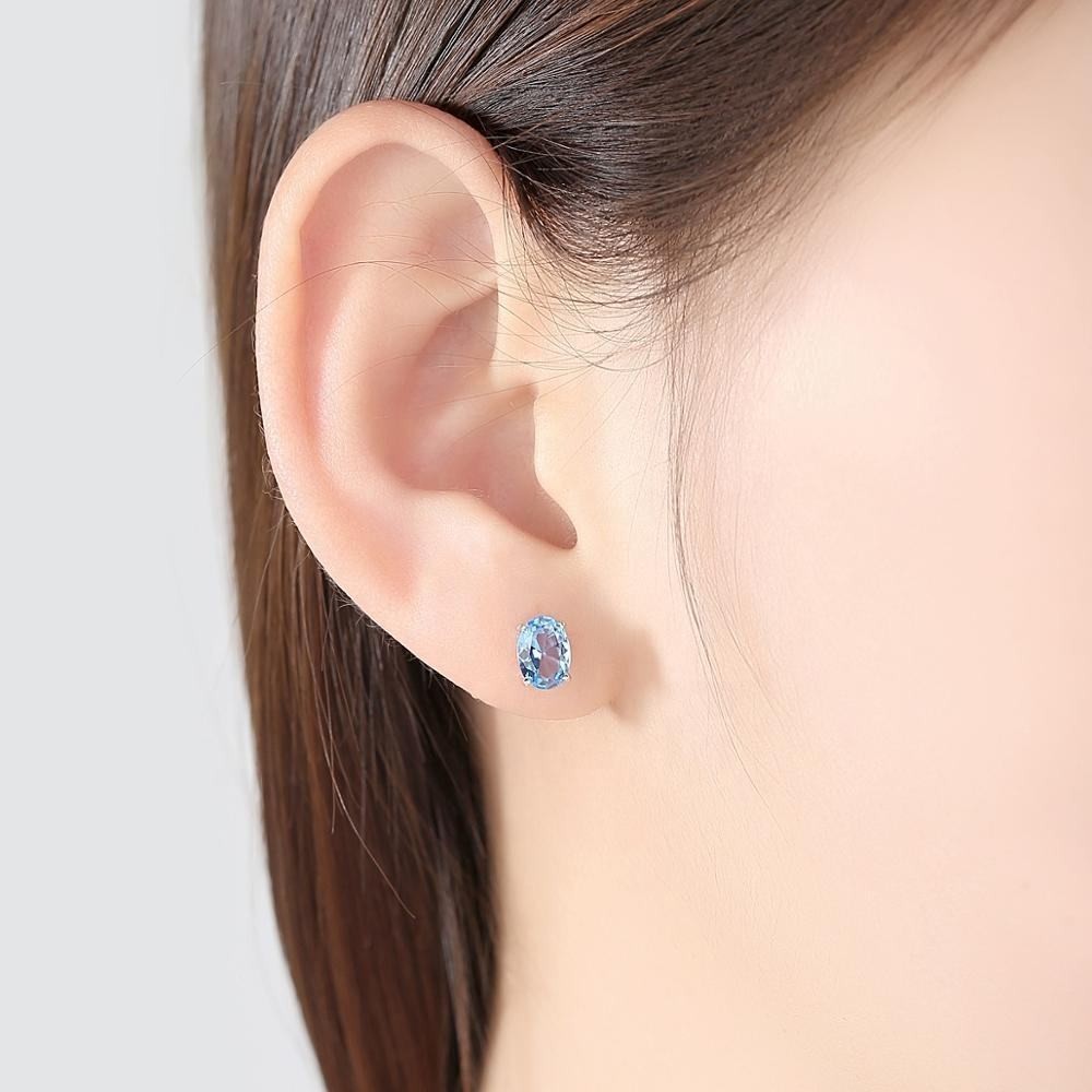 Oval Shape Lab Created Sky Blue Topaz Solitaire Engagement Ring Sterling Silver