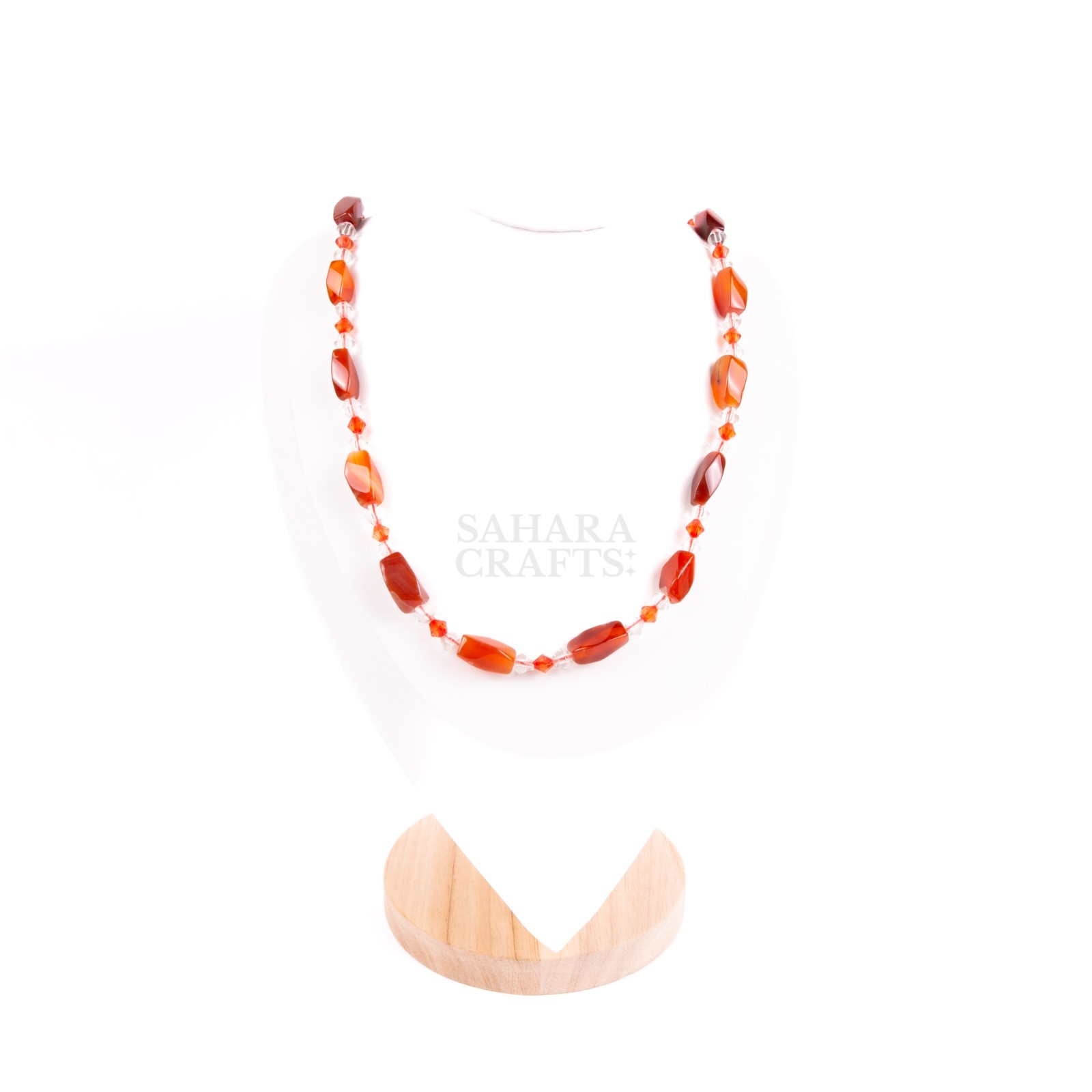 Carnelian Beaded Necklace, Natural Gemstone Necklace, Handmade Boho Jewelry