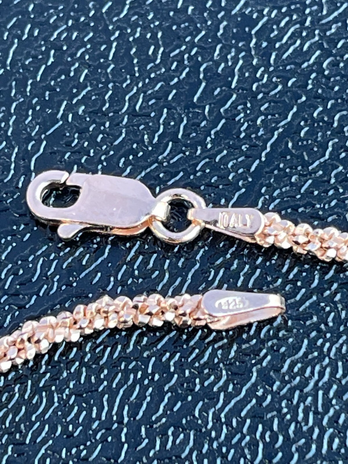 14k Rose Gold Plated Solid 925 Sterling Silver Sparkle Rope Chain Necklace Iced