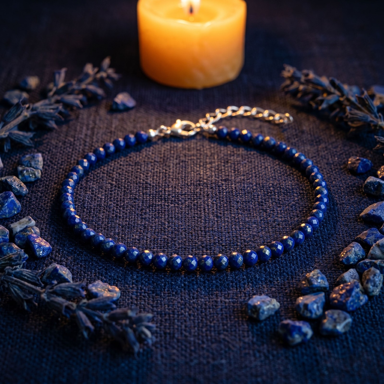3mm Natural Faceted Lapis Lazuli Bracelet Throat Chakra Wisdom Calm Elegant Gift