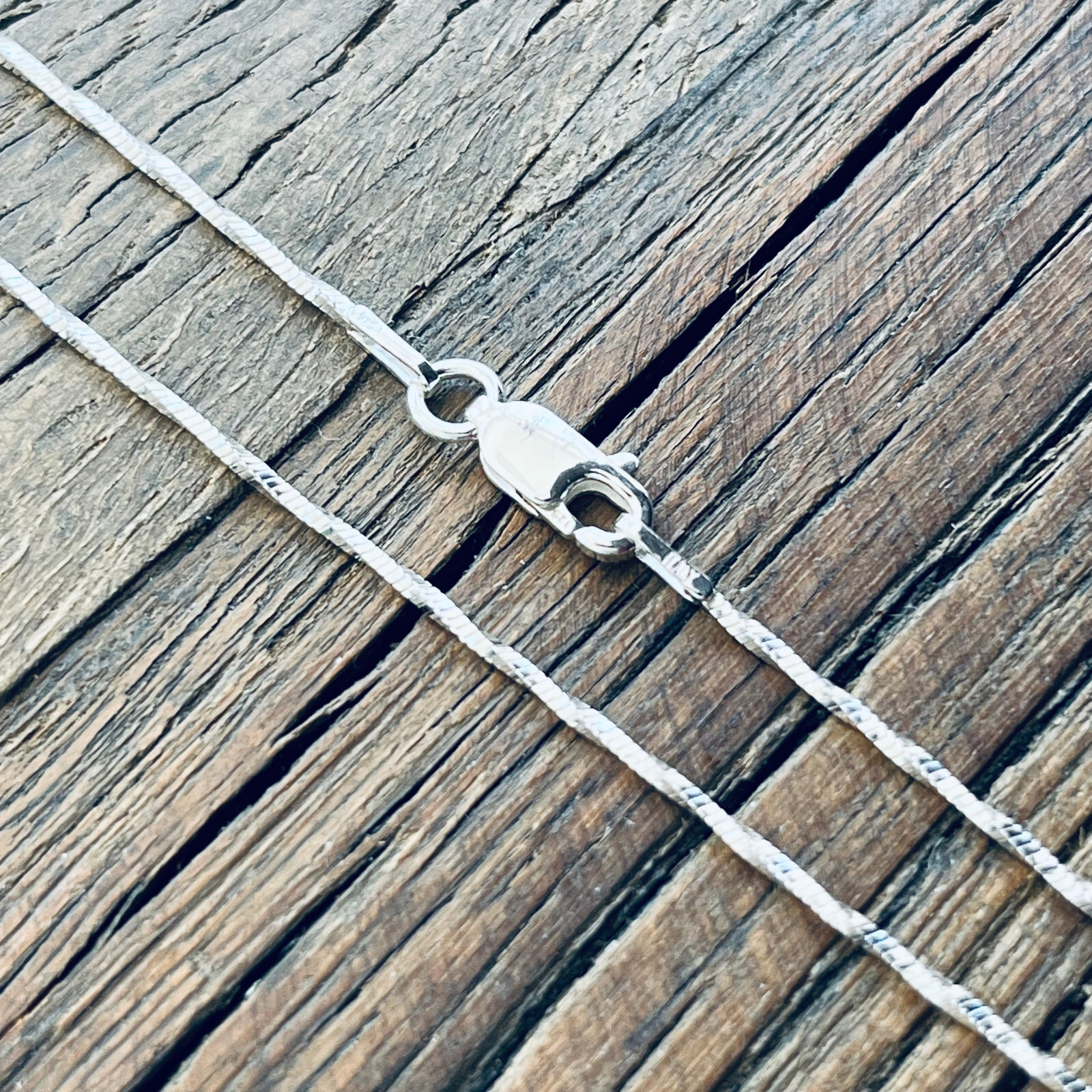 Real Solid 925 Sterling Silver Twisted Square Diamond Cut Snake Chain Necklace