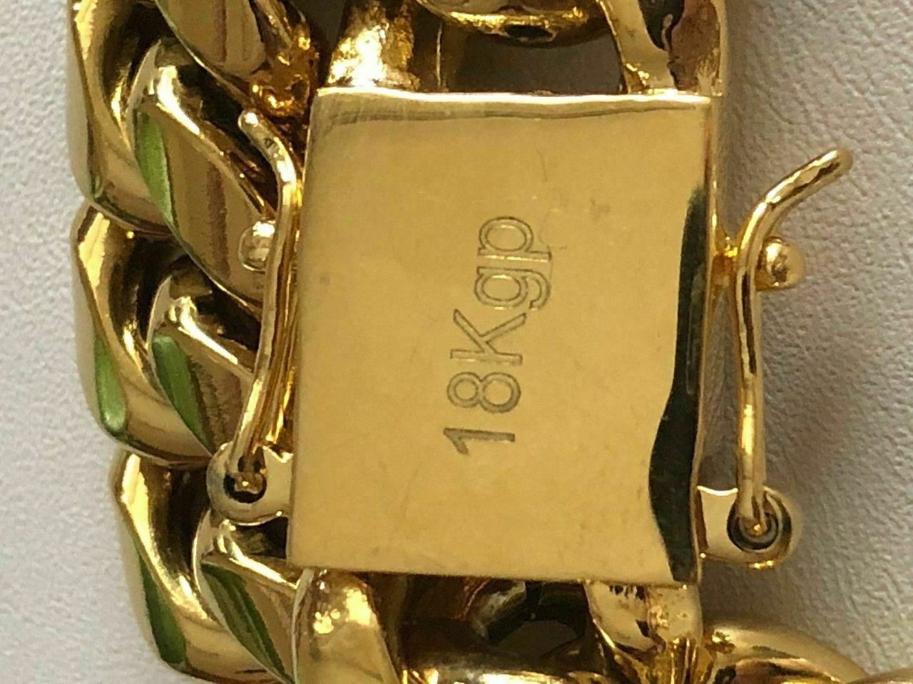 14mm Men’s Miami Cuban Link Bracelet & Chain Set 18k Gold Plated Stainless Steel