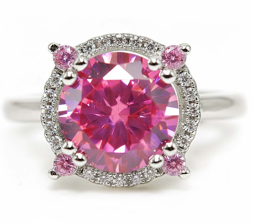 4CT Heat Treated Pink Topaz 925 Solid Sterling Silver Ring Jewelry Sz 9 QB1