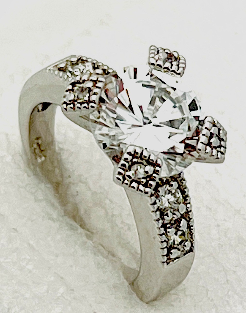 Sterling Silver 925 5.3 Gram Prong Set 9 CZ Ring Size 6