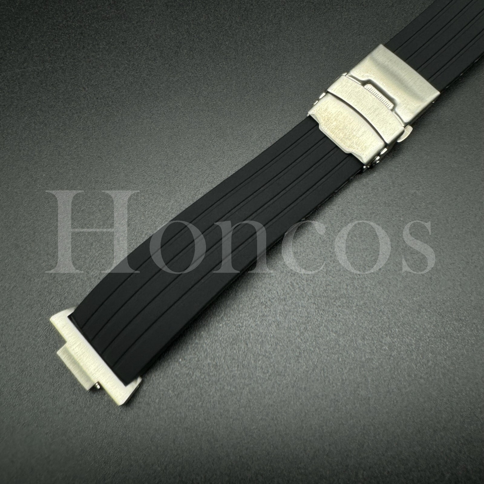 Replacement Black Rubber Watch Strap Fits for Tissot PRX Clasp and Adapter