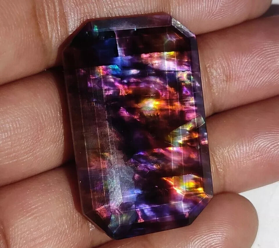 Opal -Like Organic 47.65 Ct Ammolite Emerald Doublet Rare Natural Loose Gemstone