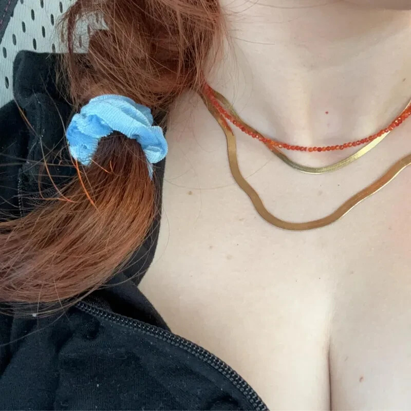 Handmade Carnelian Choker Necklace Tiny 2mm Beads, Sterling Silver Adjustable