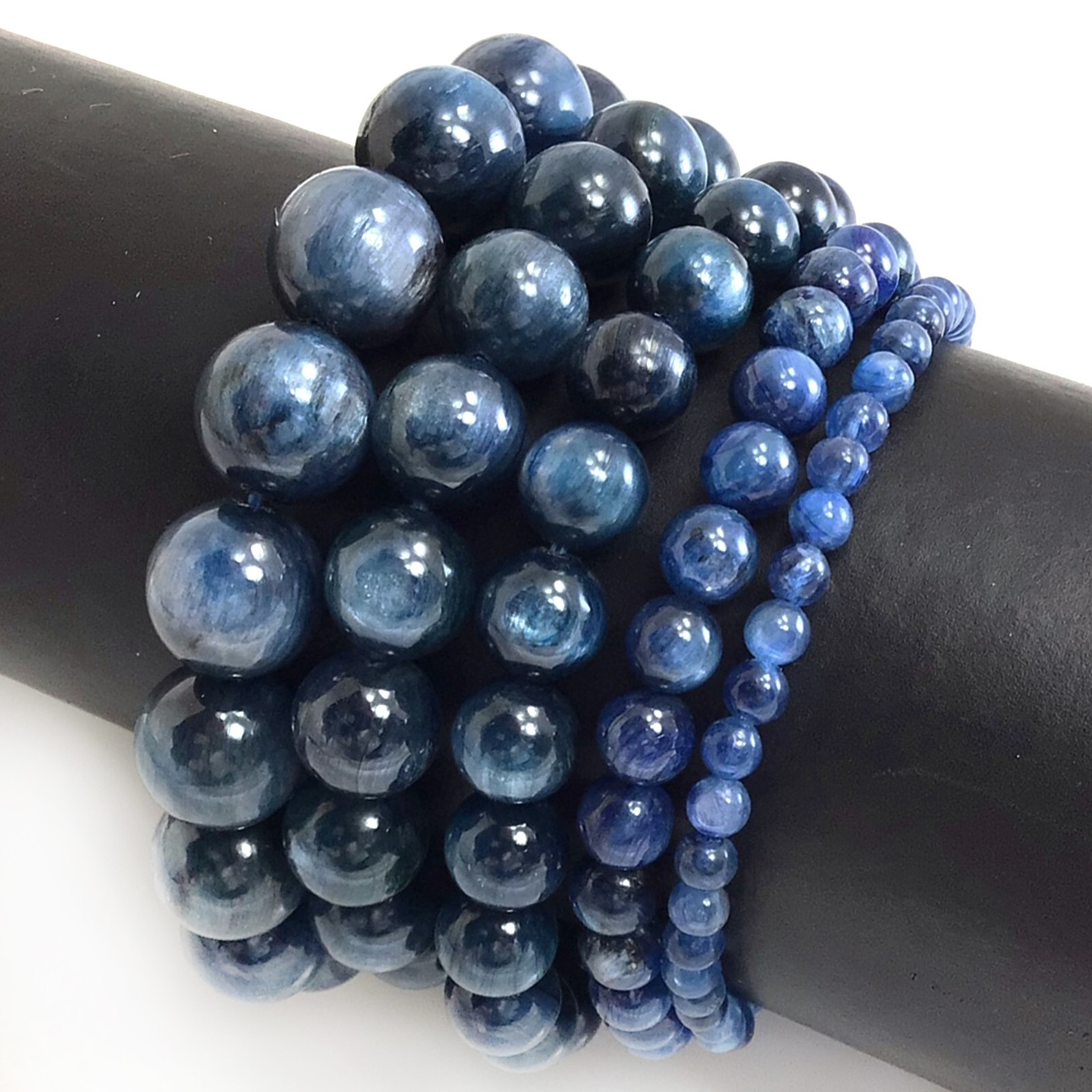 Grade AAA Natural Gemstone Blue Kyanite Bracelet Stretch Balance 7.5″ Customize