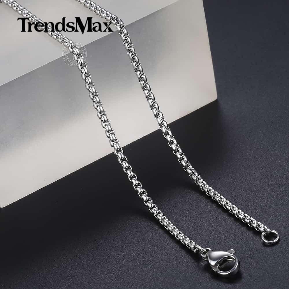 2MM 16-30INCH Long Silver Smooth Box Chain Necklace Choker Stainless Steel Link