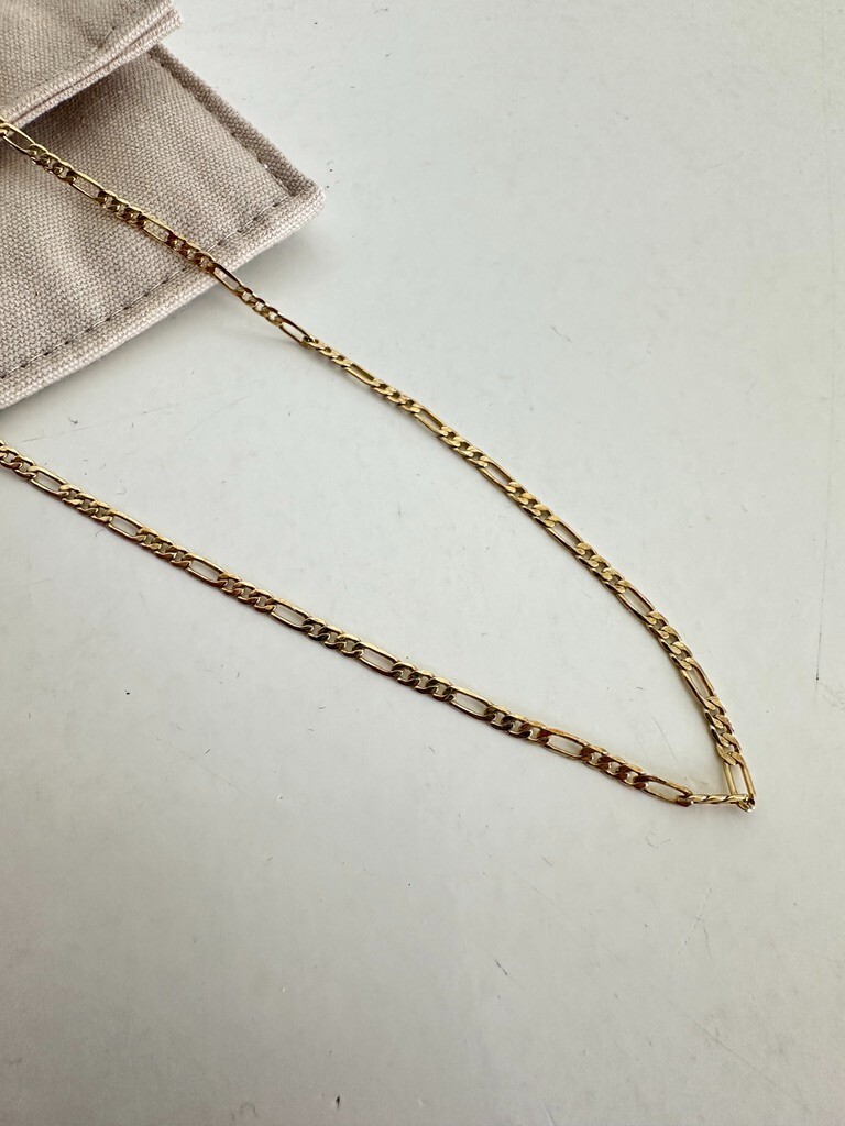 Ana Luisa Leo Regular Long Figaro Chain Necklace Gold 22″ Length Pouch Unisex