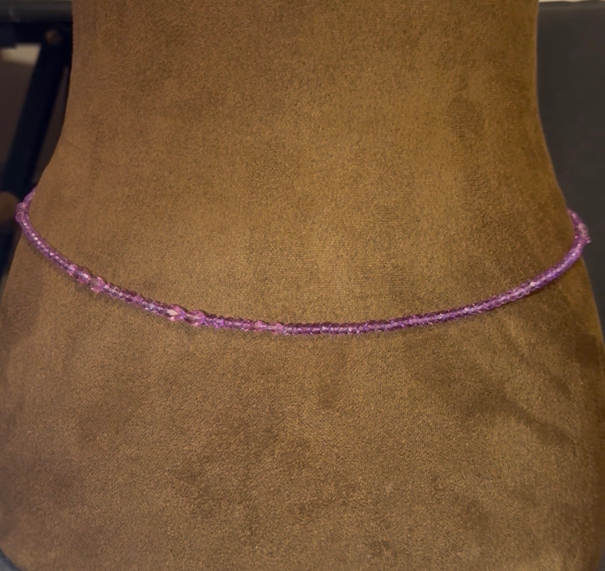 Crystal Waist Beads – Purple, Stretch, Handmade Body Jewelry
