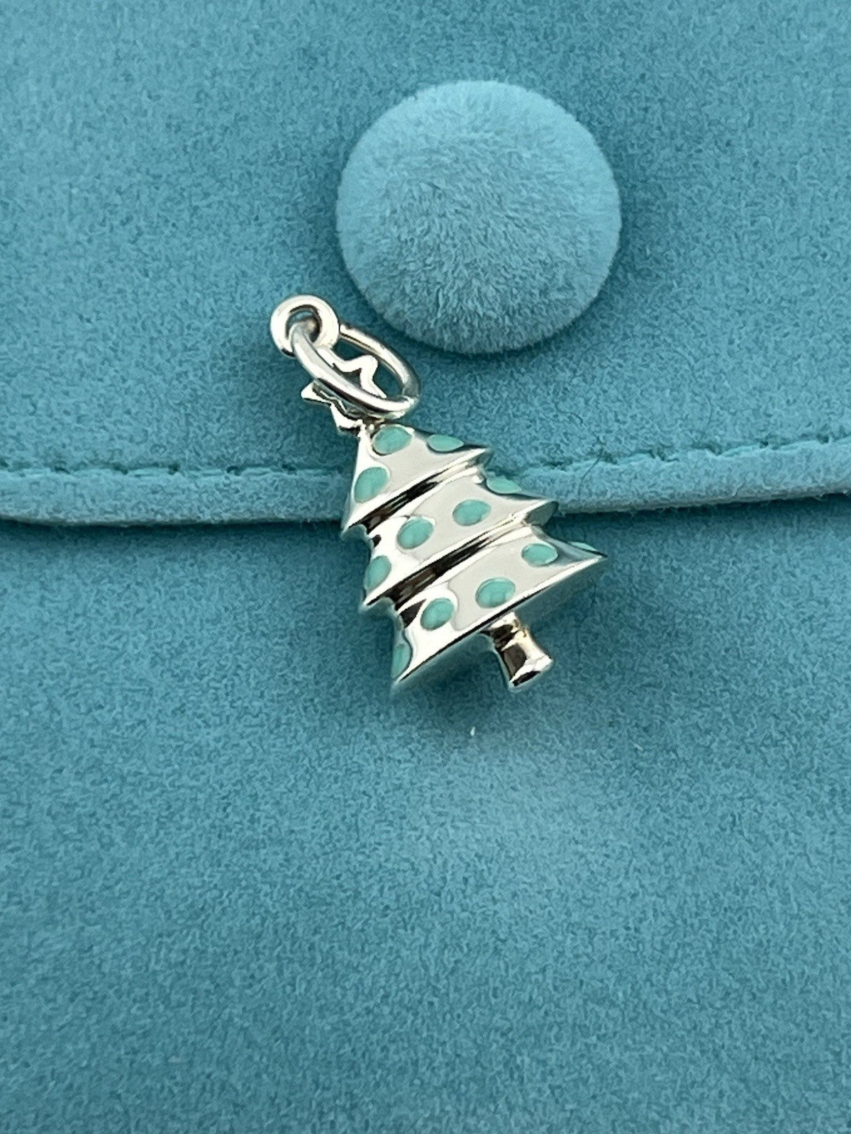 Tiffany Co Christmas Tree Charm Pendant Blue Enamel, Tiffany Blue Enamel Charm