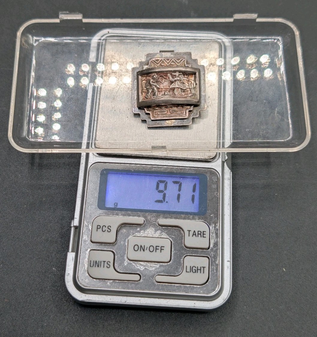 Vtg Sterling Silver 925 Ornate Openwork Cutout Peru Peruvian Brooch Pin Pendant