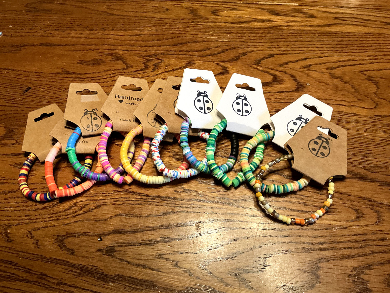 Lots of Colorful 7″ Rainbow Clay Bead Bracelets – New with Tag on them – Group H